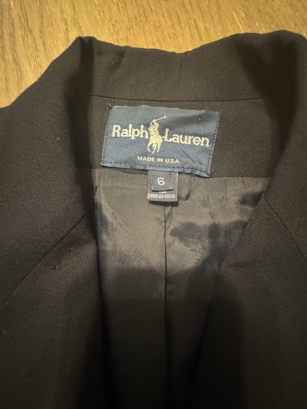 VTG Ralph Lauren Sz 6 Navy Wool Double Breasted Admiral Embroidered Jacket USA - Picture 8 of 15
